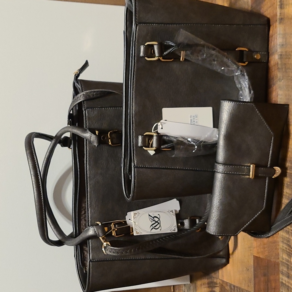 (Last one) Set of 3 Pewter Handbag Set